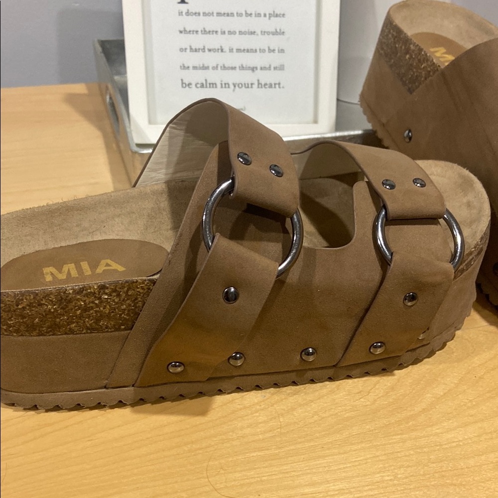 MIA Brown Platform Clogs with Metal Studs